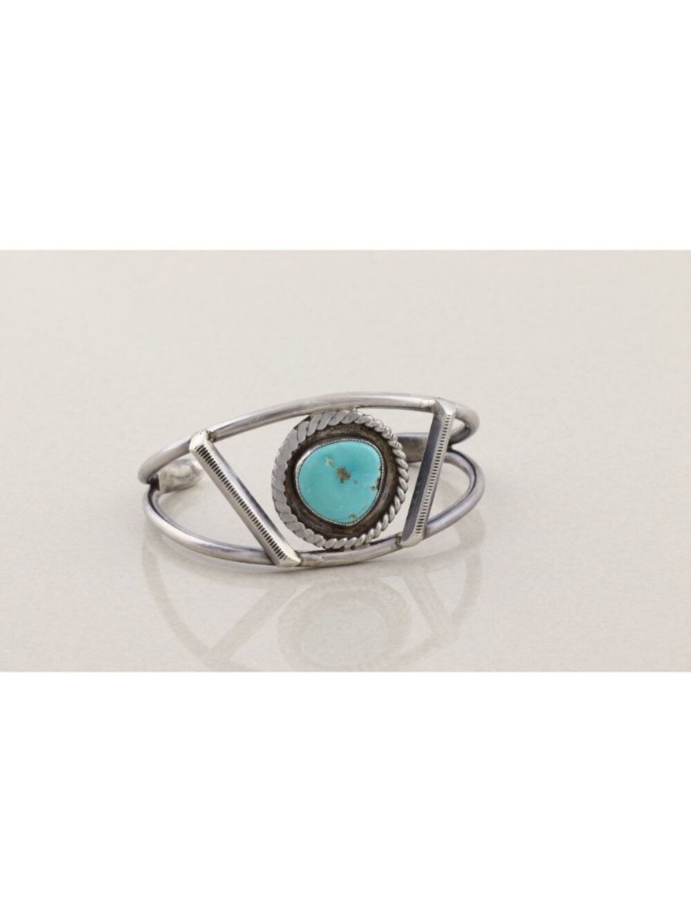 Sterling Silver Natural Turquoise Cuff Bracelet Size 7" Adjustable